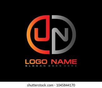 U N Initial circle logo template vector