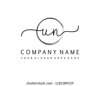 U N Initial handwriting logo vector