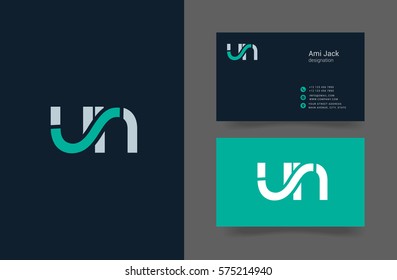 U & N Letter logo design vector element with Business card
