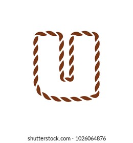 U Navy Rope Letter Logo Icon Design