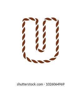 U Navy Rope Letter Logo Icon Design