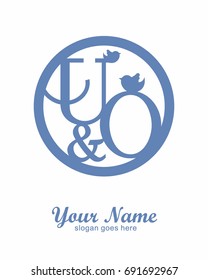 U O initial wedding decorative logo template