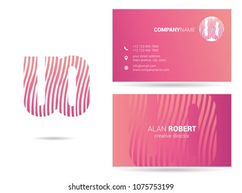 U & O joint logo stroke letter design with business card template