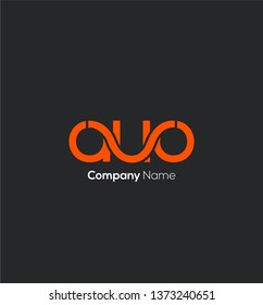 A U O letters joint logo design vector template