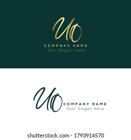  U O UO Initial letter handwriting and signature logo. Beauty vector initial logo .Fashion, boutique, floral and botanical