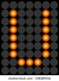 U orange dotted digital led alphabet letter