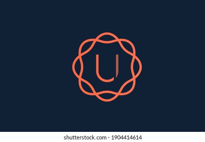 U orange monogram floral alphabet letter logo for company and business. Branding for corporate identity. Creative lettering icon for design