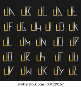 U and other alphabet letters monogram logo