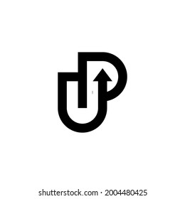 u p up initial arrow logo design vector template