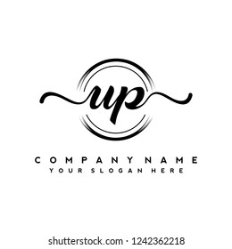 U P Initial handwriting logo vector