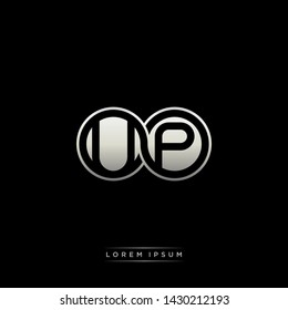 UP U P initial letter linked circle capital monogram logo modern template silver color edition