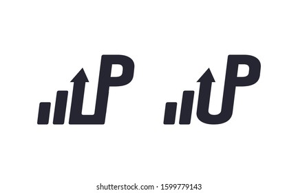 U and P letter with arrow and chart for design vector editable