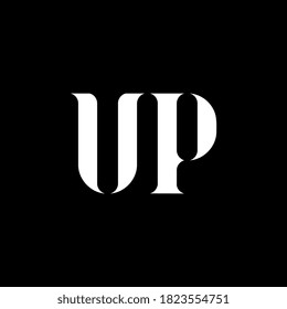 UP U P letter logo design. Initial letter UP linked circle uppercase monogram logo white color. UP logo, U P design. UP, U P