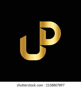 U P Logo used for Construction company Golden Logo Elegant 