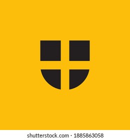 u and plus negative style for logo company. a modern vector design