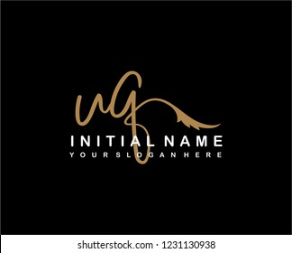 U Q Initial Handwriting Logo Template