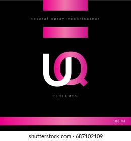 U Q joint logo design vector with Packaging template
