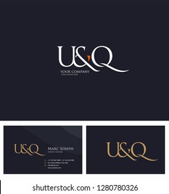 U & Q letters Joint logo icon and Business card vector template.