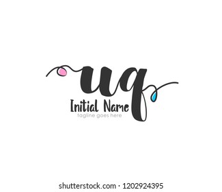 U Q UQ Initial handwriting logo vector template