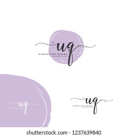 U Q UQ Initial letter handwriting and  signature logo.