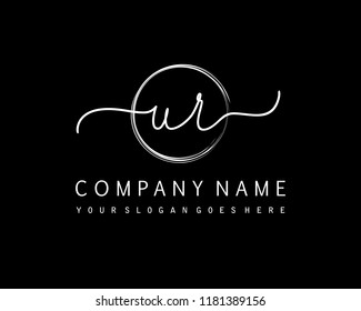 U R Initial handwriting logo vector