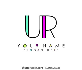 U & R initial minimalist logo template vector
