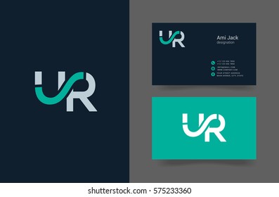 U & R Letter logo design vector element with Business card template