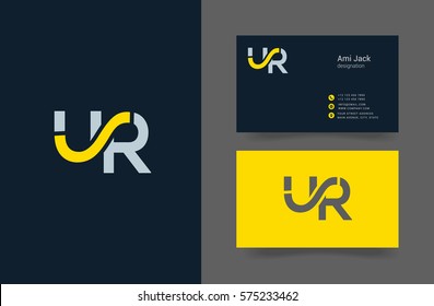 U & R Letter logo design vector element with Business card template