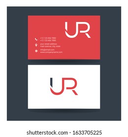 U & R, U R Monogram letters joint logo elegant vector design with business card template