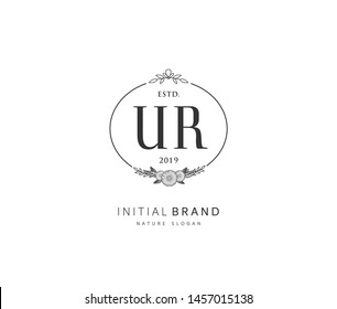 U R UR Beauty vector initial logo, handwriting logo of initial signature, wedding, fashion, jewerly, boutique, floral and botanical with creative template for any company or business.