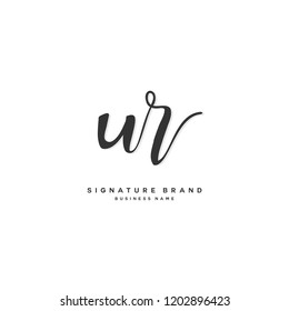 U R UR Initial letter handwriting and  signature logo concept design