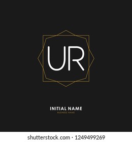 U R UR Initial logo letter with minimalist concept. Vector with scandinavian style logo.