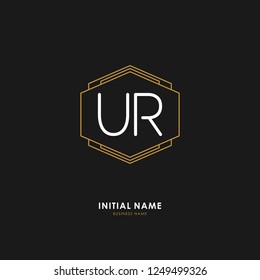 U R UR Initial logo letter with minimalist concept. Vector with scandinavian style logo.