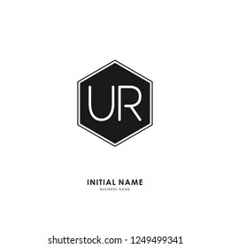 U R UR Initial logo letter with minimalist concept. Vector with scandinavian style logo.