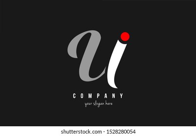 U red dot alphabet letter in black and white for logo icon design. Suitable for a company or business