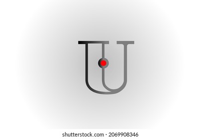 U red grey alphabet letter logo icon design. Creative concept for company and business