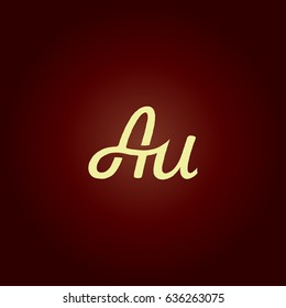 A u Running letter joint logo vector element