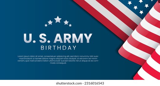 U. S. ARMY BIRTHDAY realistic flag vector illustration June 14.