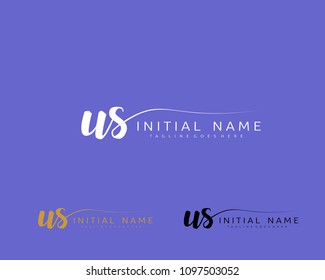 U S Initial handwriting logo vector. Hand lettering for designs.