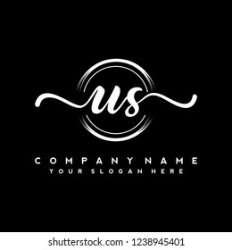 U S Initial handwriting logo vector