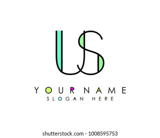U & S initial minimalist logo template vector