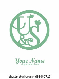 U S initial wedding decorative logo template