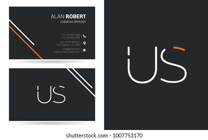 U & S joint logo stroke letter design with business card template