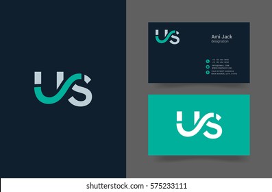 U & S Letter logo design vector element with Business card template