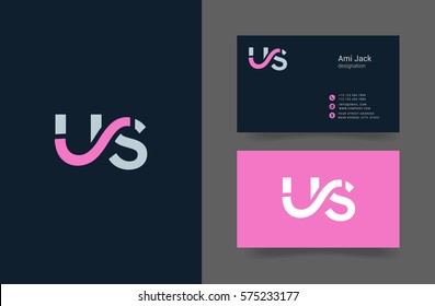 U & S Letter logo design vector element with Business card template