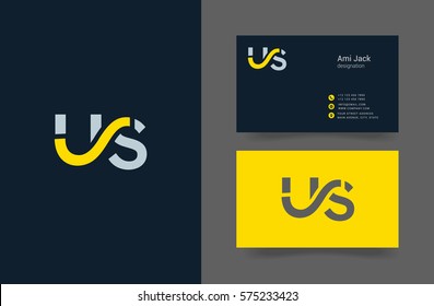 U & S Letter logo design vector element with Business card template