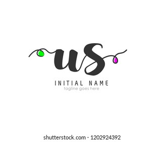 U S US Initial handwriting logo vector template