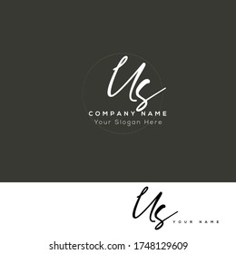  U S US Initial letter handwriting and signature logo.	
