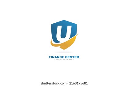 U Security logo design inspiration. Vector letter template design for brand.