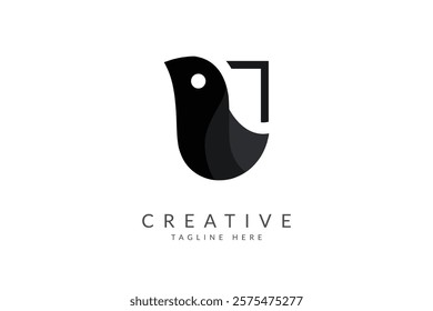 U shape bird logo design,